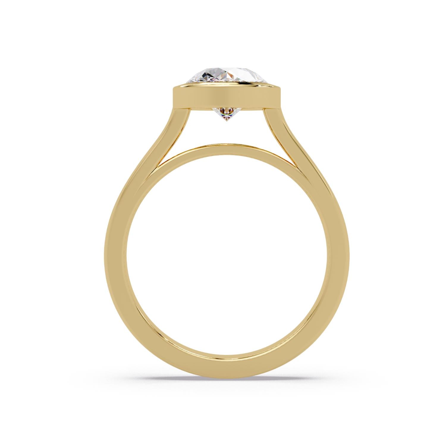 Lab-Grown Diamond 2.00 Ct Oval Minimalist Bezel Solitaire Ring - Sterling Silver