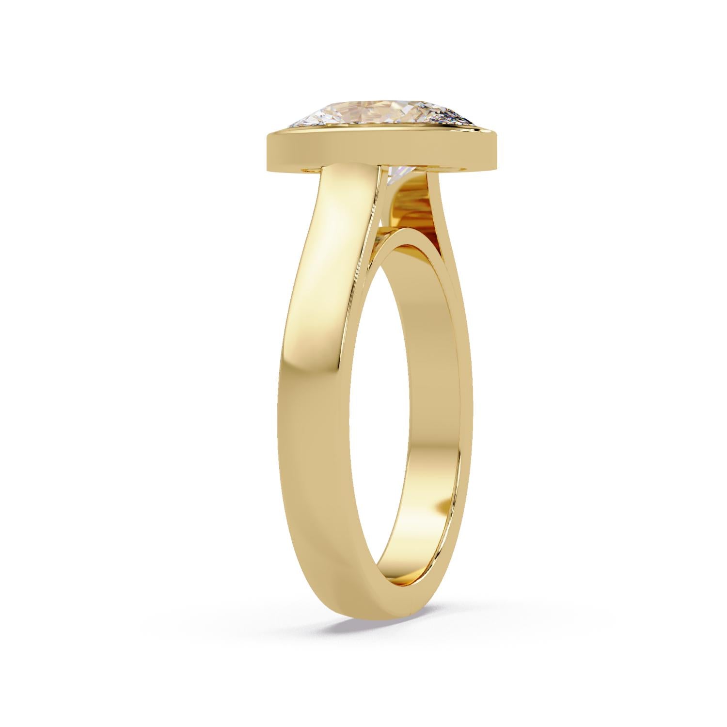 Lab-Grown Diamond 2.00 Ct Oval Minimalist Bezel Solitaire Ring - Sterling Silver