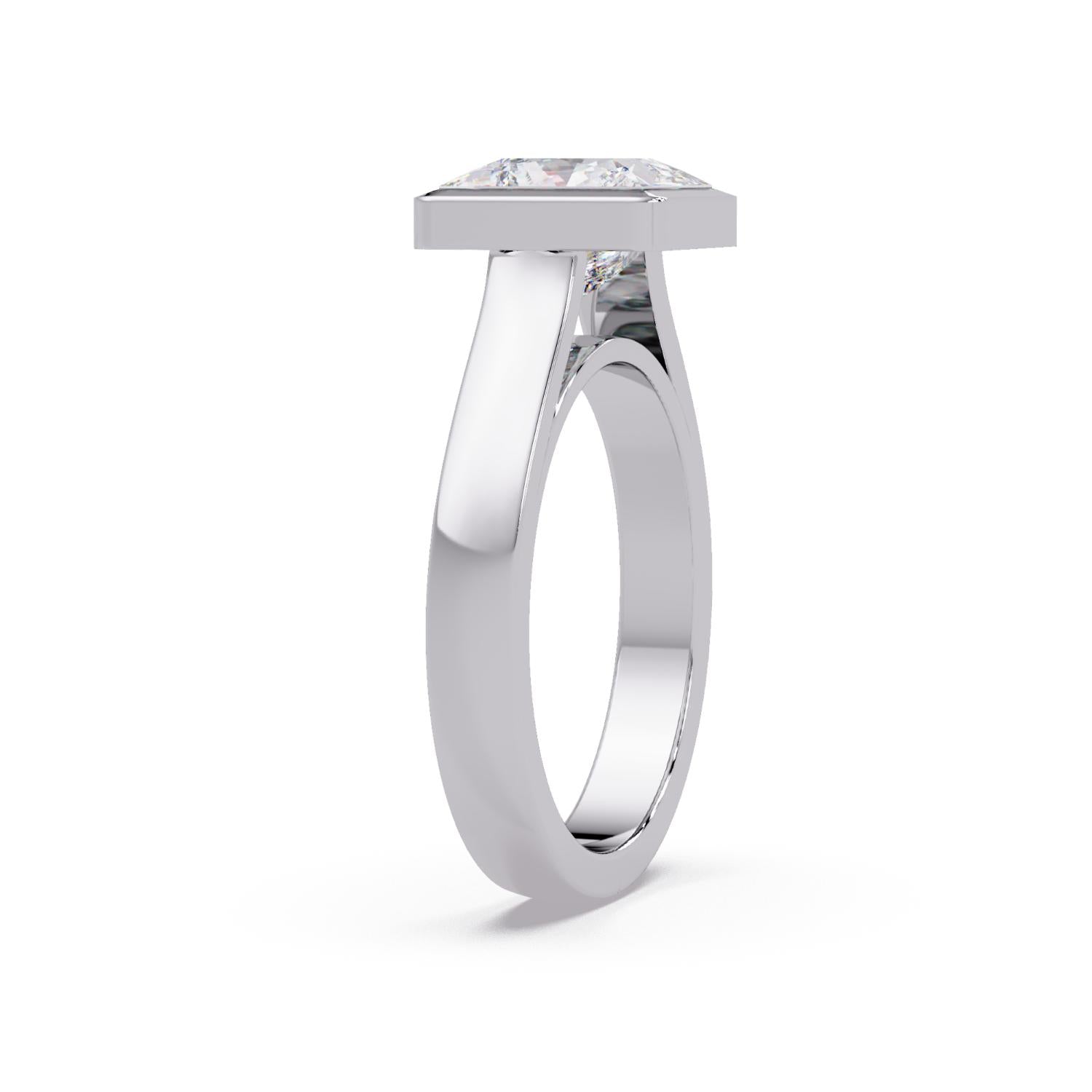 Lab Grown Diamond 2.65 Carat Square Solitaire Ring - 925 Sterling Silver