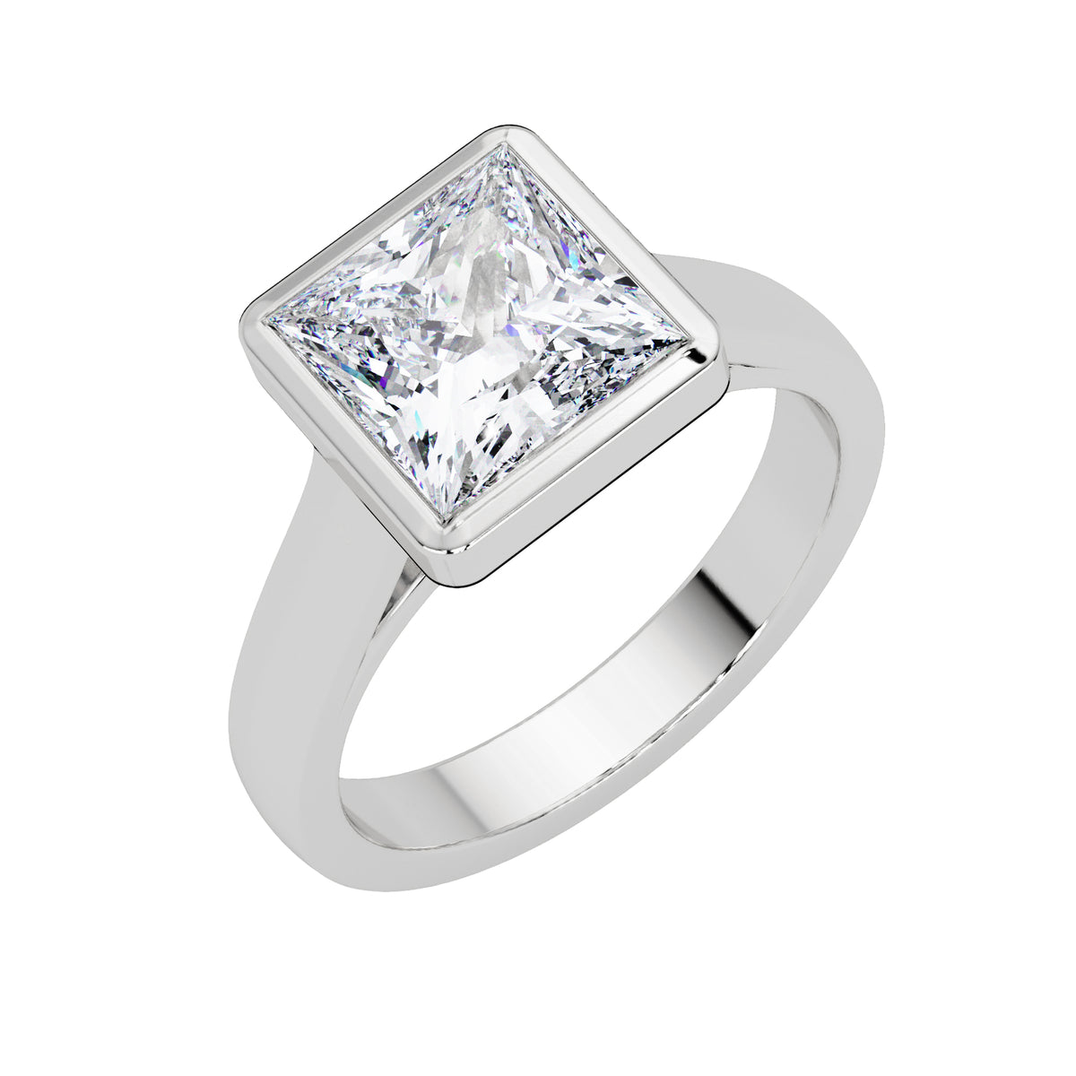 Lab Grown Diamond 2.65 Carat Square Solitaire Ring - 925 Sterling Silver