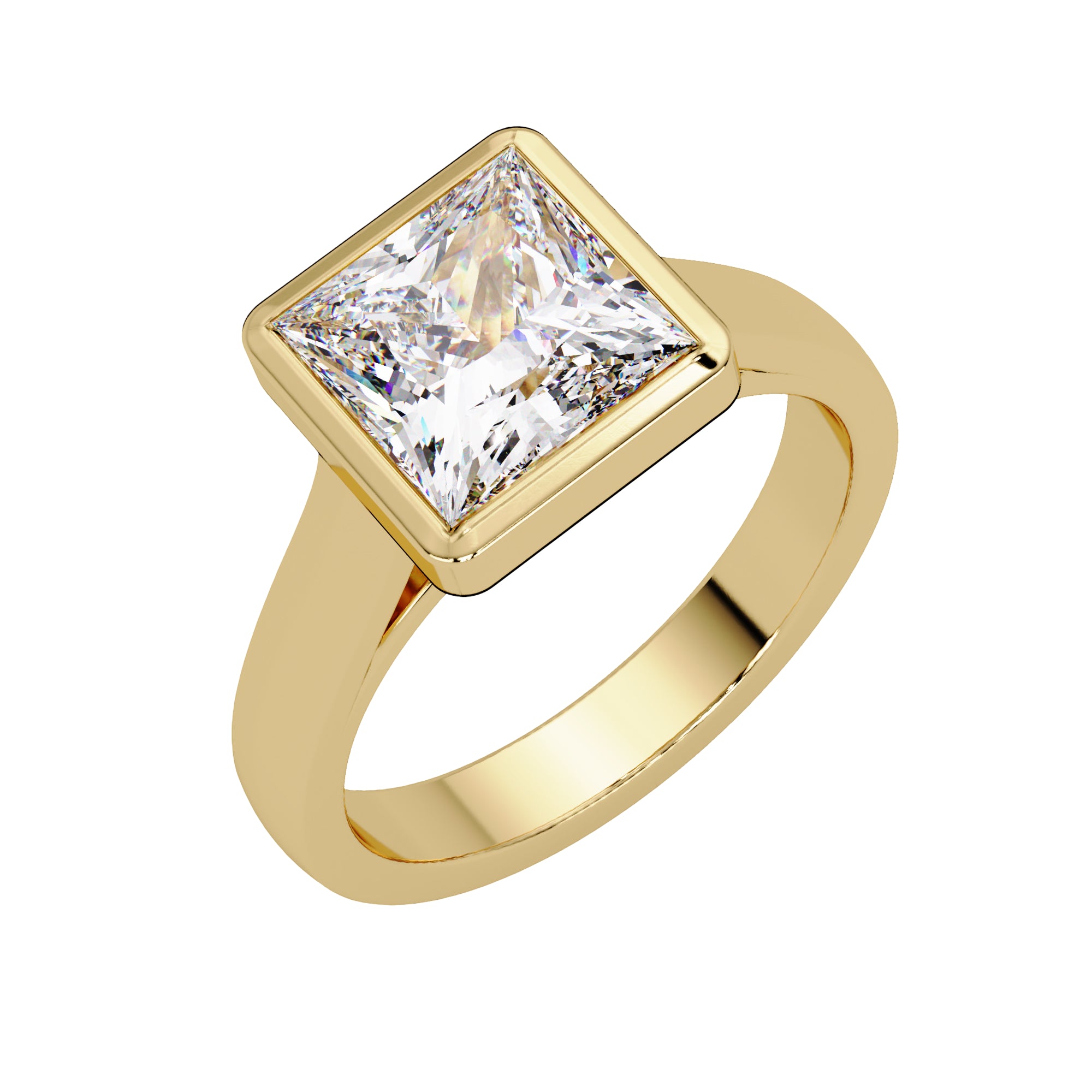 Lab Grown Diamond 2.65 Carat Square Solitaire Ring - 925 Sterling Silver