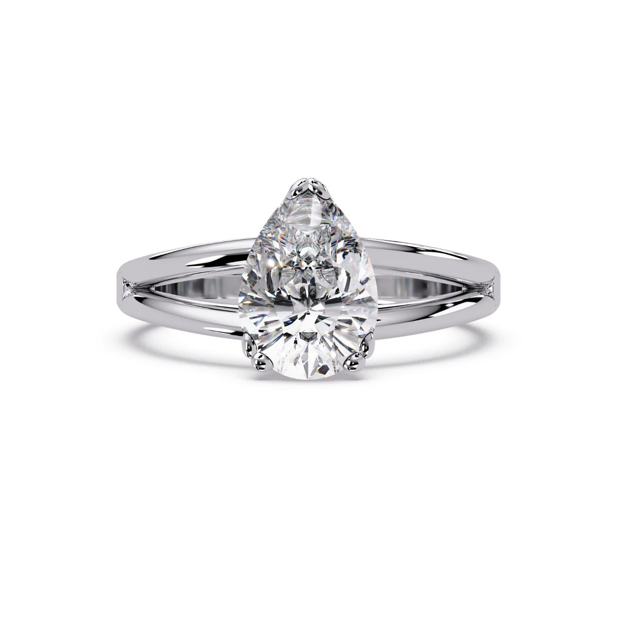 Lab-Grown Diamond 1.85 Ct Pear Shape Solitaire Ring - 925 Sterling Silver