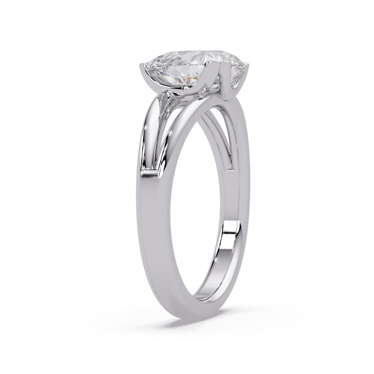 Lab-Grown Diamond 1.85 Ct Pear Shape Solitaire Ring - 925 Sterling Silver