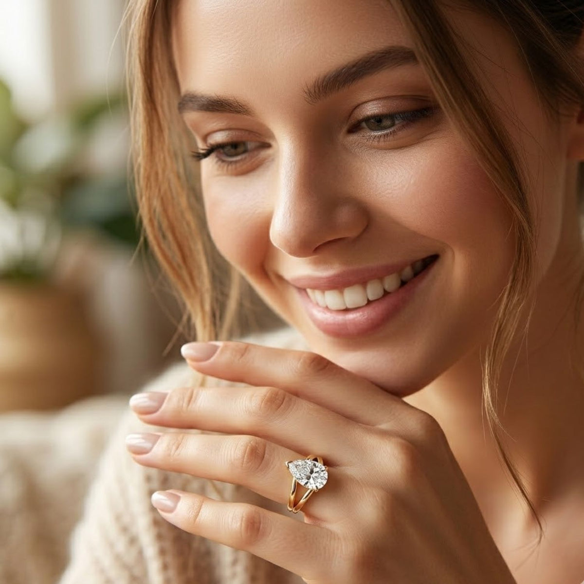 Lab-Grown Diamond 1.85 Ct Pear Shape Solitaire Ring - 925 Sterling Silver