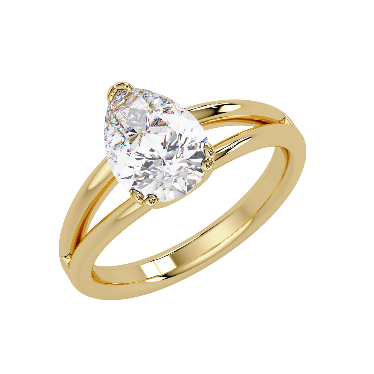 Lab-Grown Diamond 1.85 Ct Pear Shape Solitaire Ring - 925 Sterling Silver