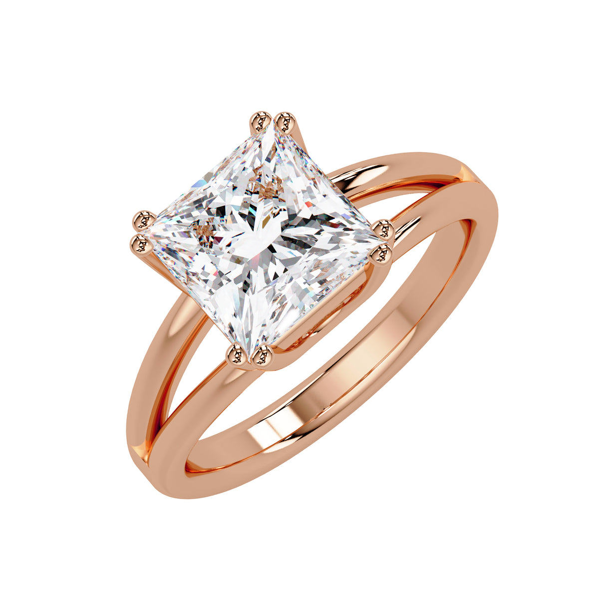 2.65 Ct Square Lab-Grown Diamond Solitaire Ring - 925 Sterling Silver