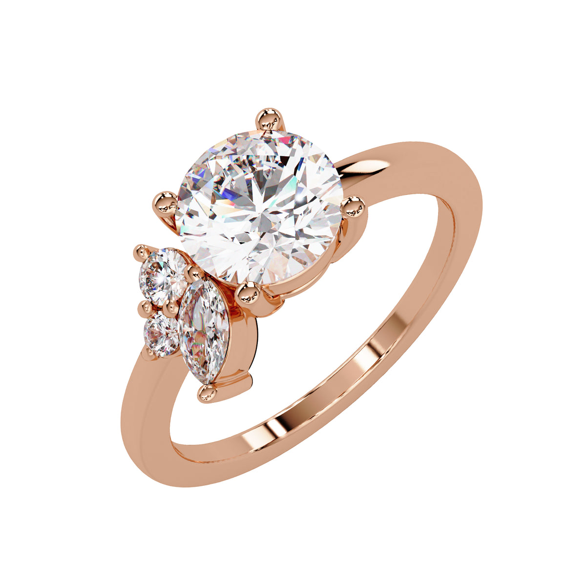 1.85 Ct Round & Marquise Lab-Grown Diamond Floral Ring - 925 Sterling Silver