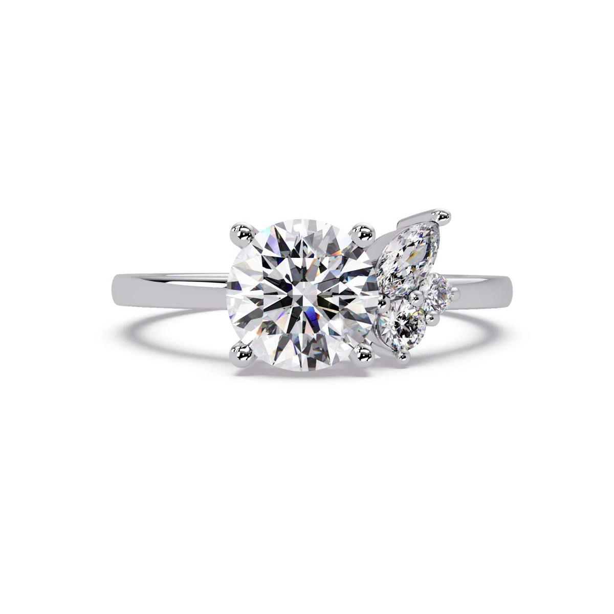 1.85 Ct Round & Marquise Lab-Grown Diamond Floral Ring - 925 Sterling Silver
