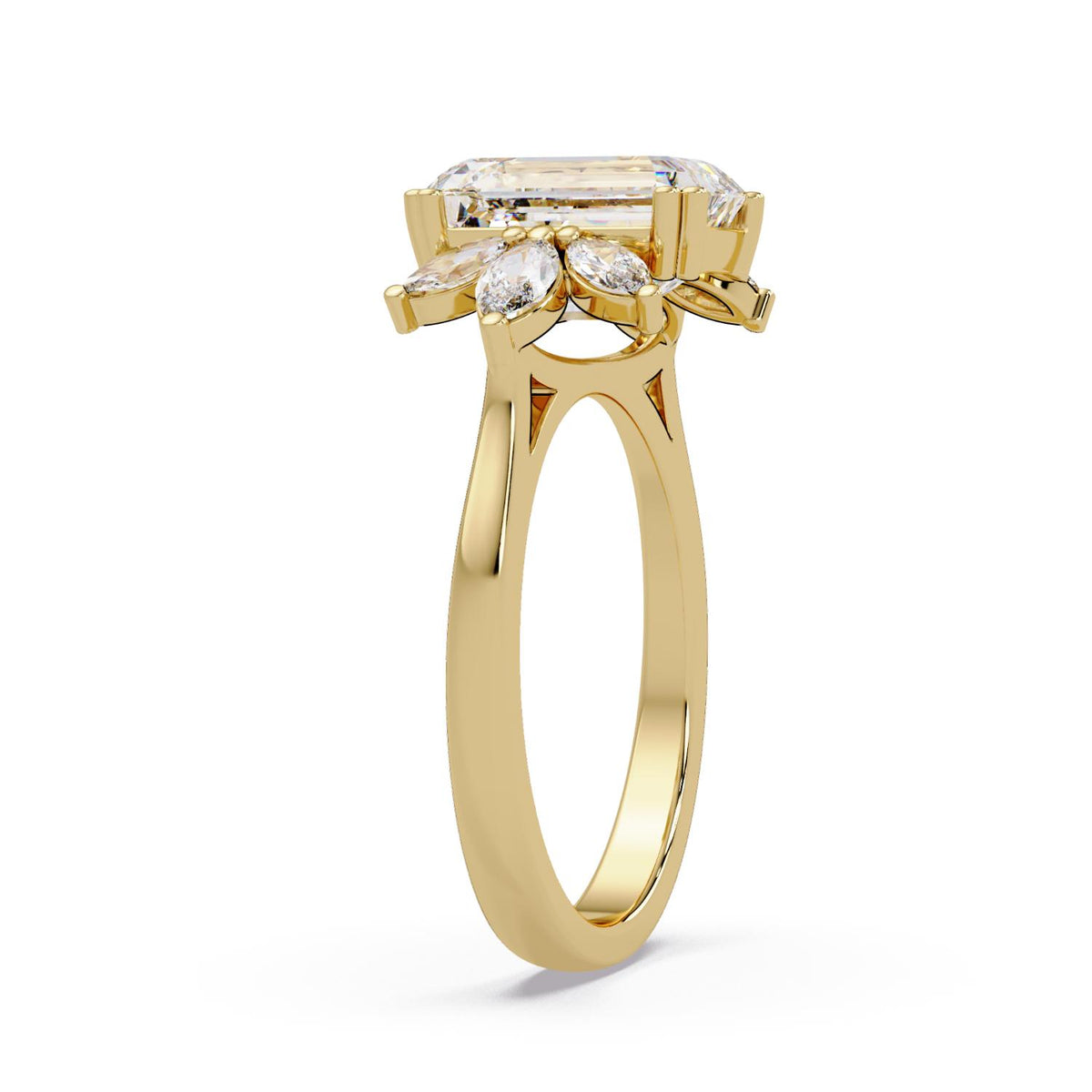 3.80 Ct Octagon & Marquise Lab-Grown Diamond Ring - 925 Sterling Silver