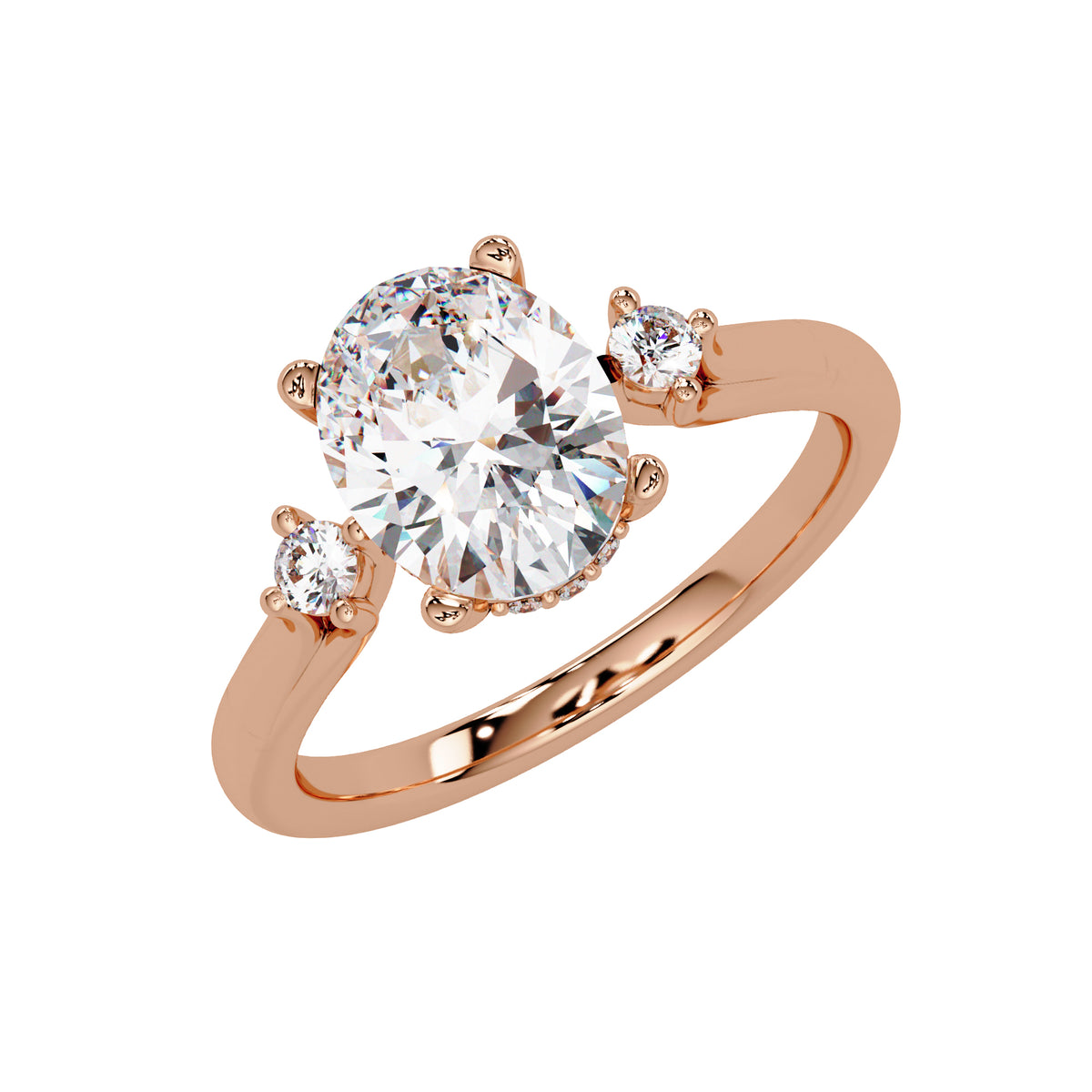 1.85 Ct Oval Lab-Grown Diamond Three-Stone Ring - 925 Sterling Silver