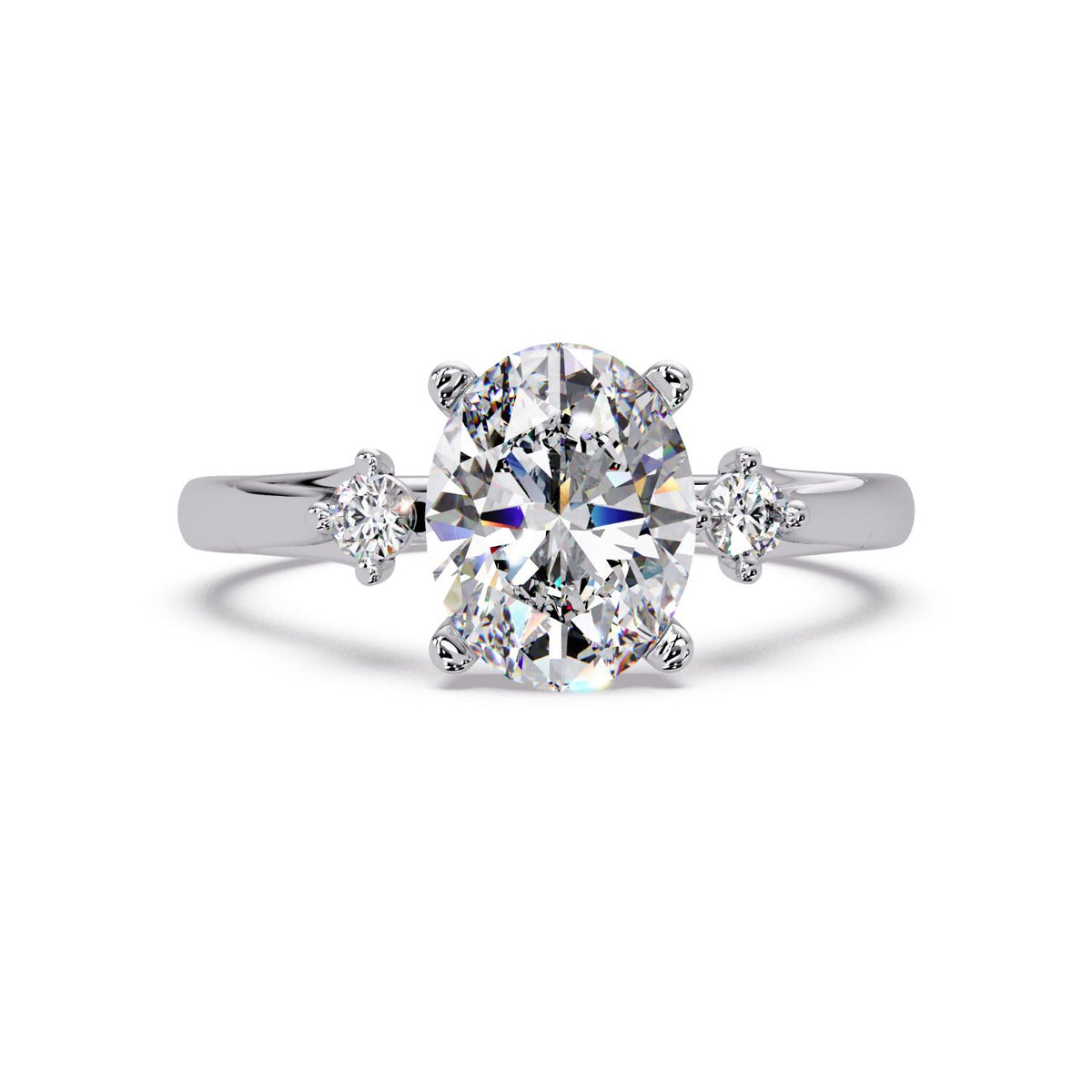 1.85 Ct Oval Lab-Grown Diamond Three-Stone Ring - 925 Sterling Silver