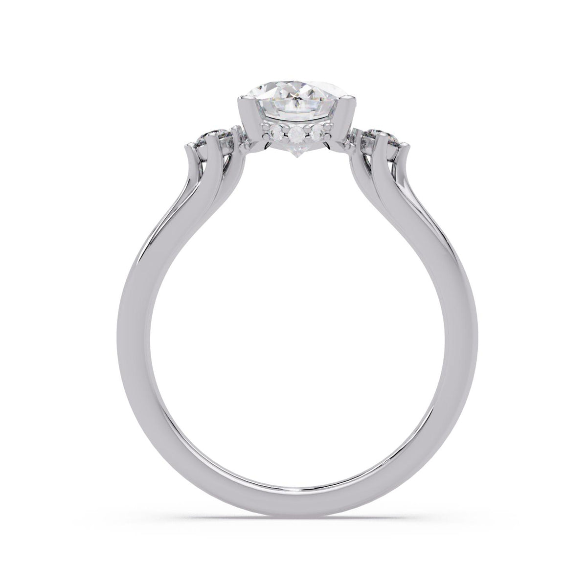1.85 Ct Oval Lab-Grown Diamond Three-Stone Ring - 925 Sterling Silver