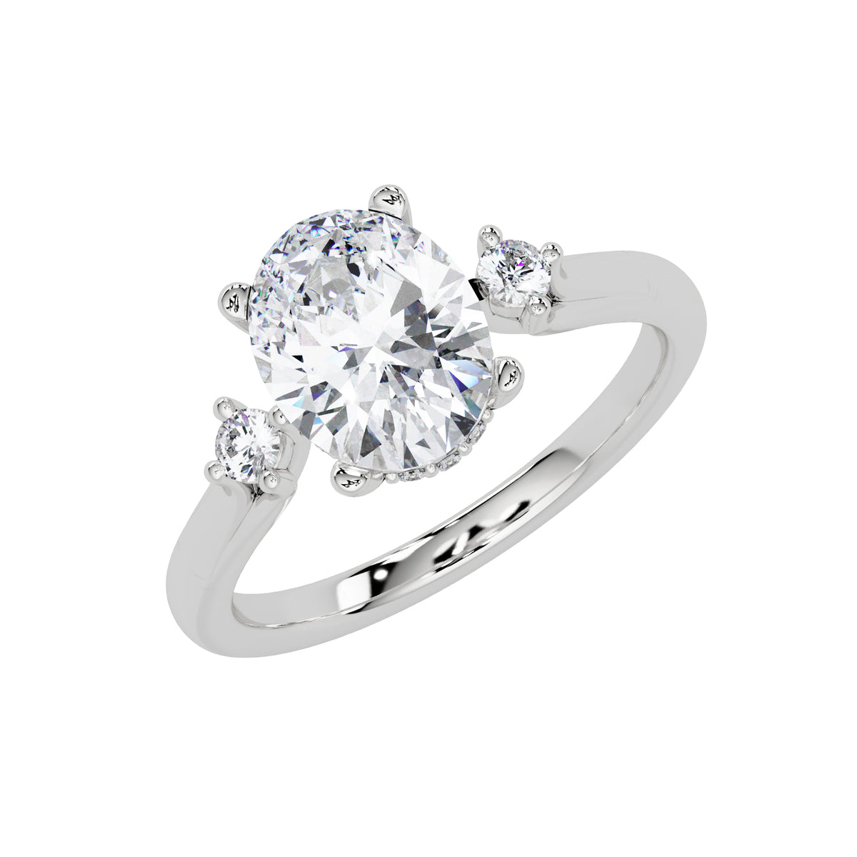 1.85 Ct Oval Lab-Grown Diamond Three-Stone Ring - 925 Sterling Silver