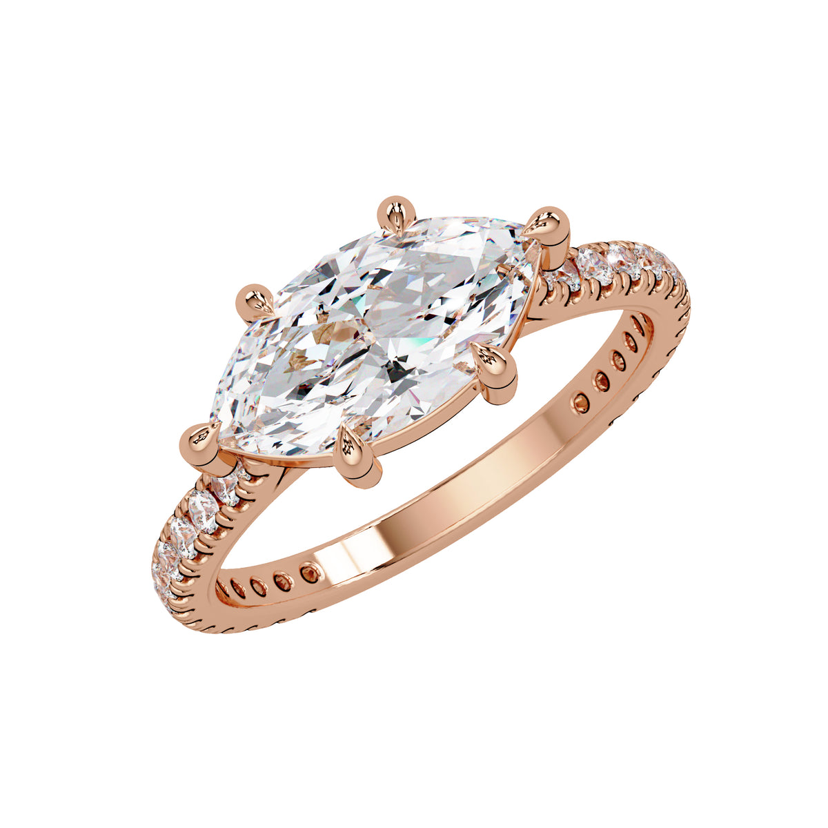 1.80 Ct Lab-Grown Diamond Marquise & Round Solitaire Ring - 925 Sterling Silver