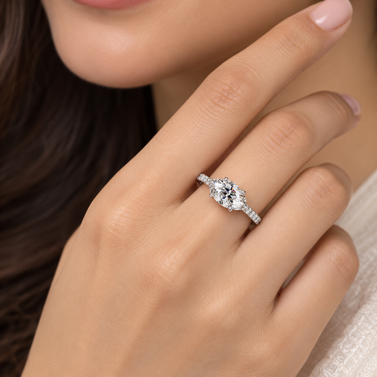 1.80 Ct Lab-Grown Diamond Marquise & Round Solitaire Ring - 925 Sterling Silver