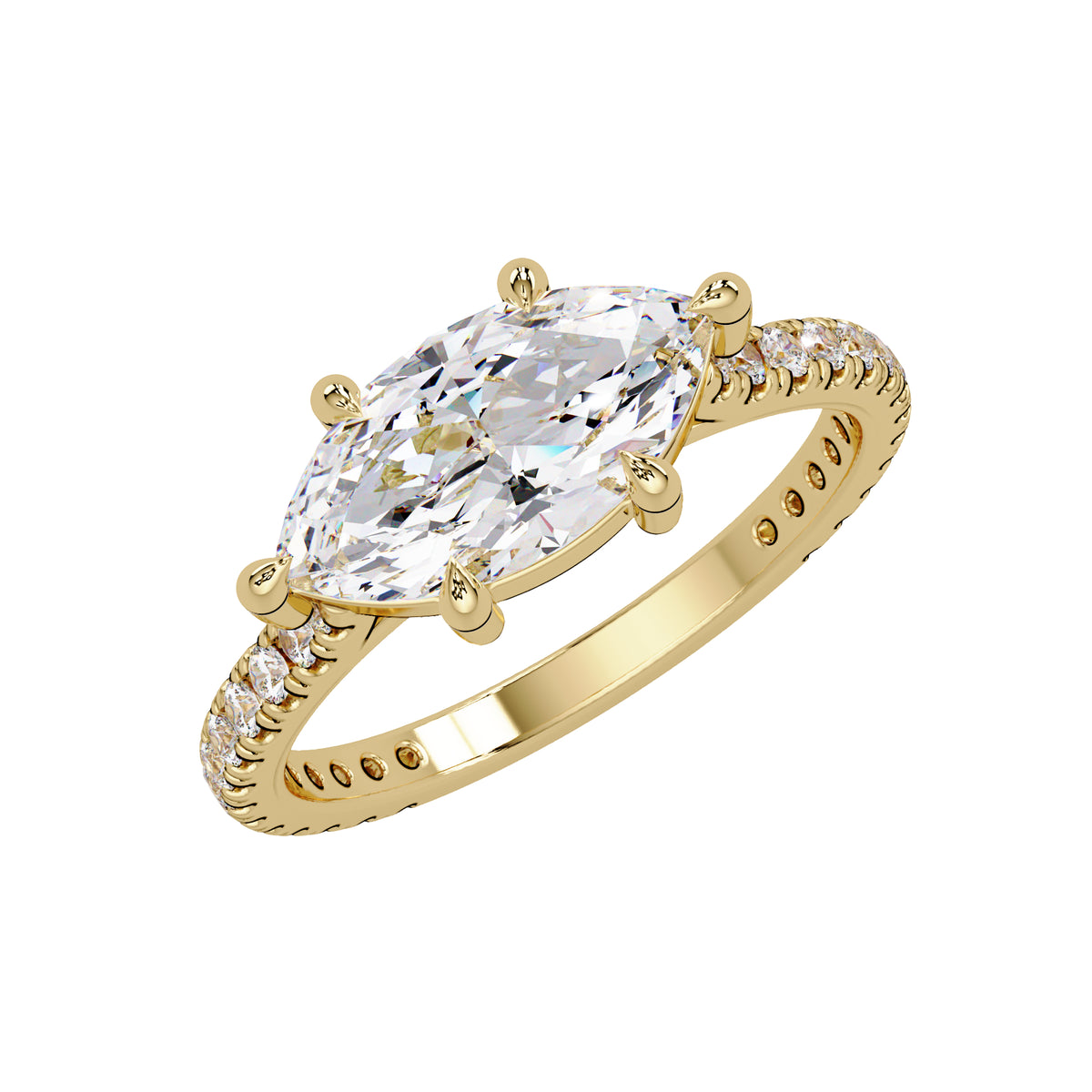 1.80 Ct Lab-Grown Diamond Marquise & Round Solitaire Ring - 925 Sterling Silver
