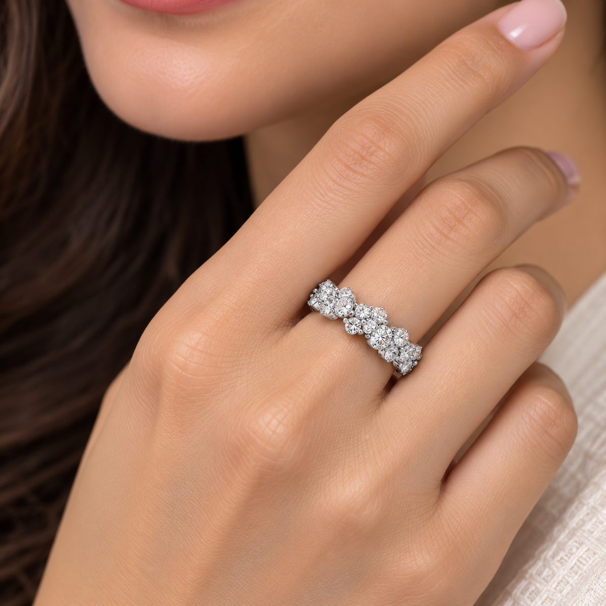 1.75 Ct Round Lab-Grown Diamond Eternity Band Ring- 925 Sterling Silver