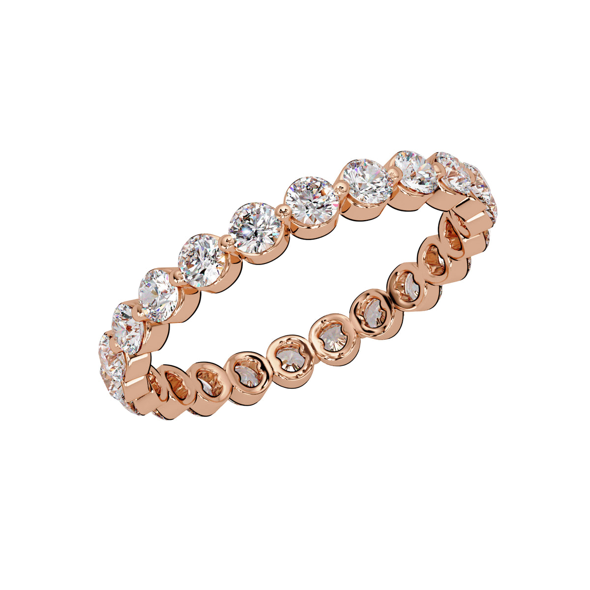 1.15 Ct Round Lab-Grown Diamond Eternity Band Ring- 925 Sterling Silver