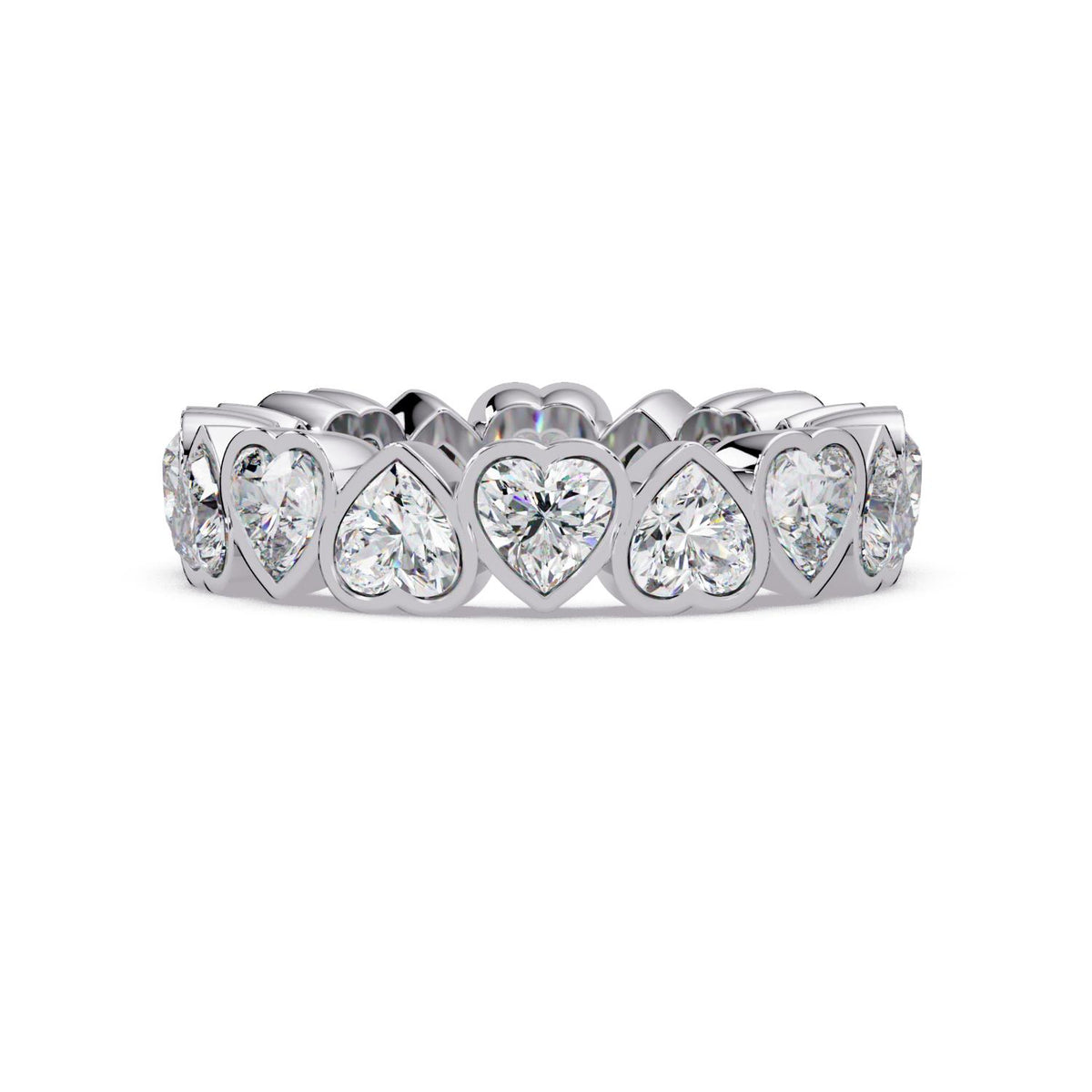 3.65 Ct Heart Lab-Grown Diamond Eternity Ring - 925 Sterling Silver