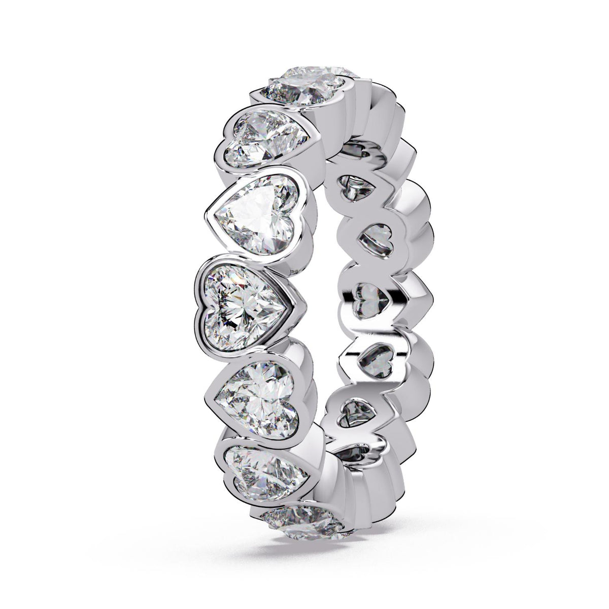 3.65 Ct Heart Lab-Grown Diamond Eternity Ring - 925 Sterling Silver