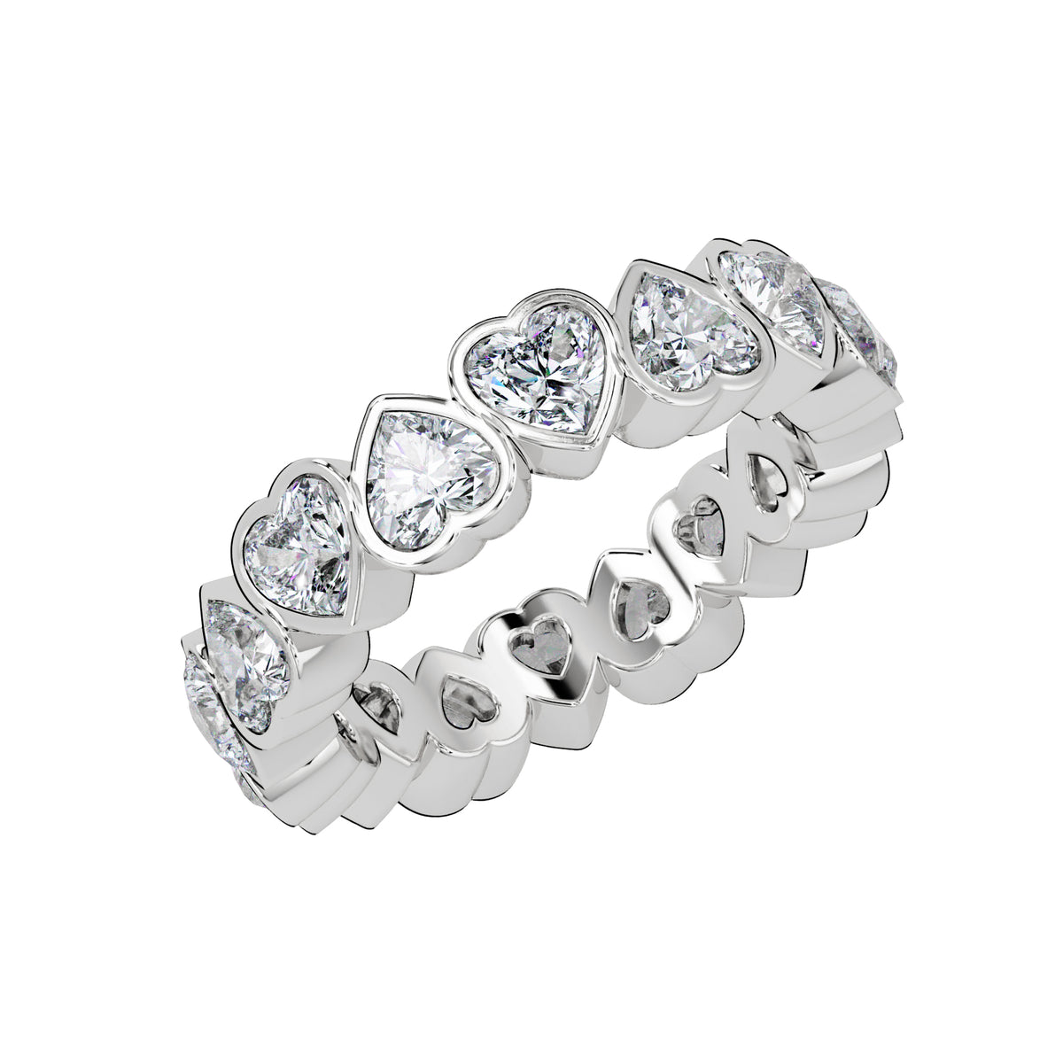 3.65 Ct Heart Lab-Grown Diamond Eternity Ring - 925 Sterling Silver