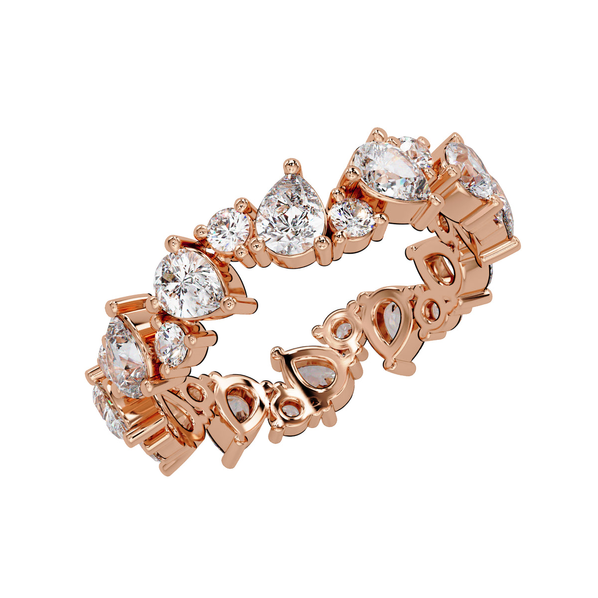 2.00 Ct Pear & Round Lab-Grown Diamond Eternity Ring - 925 Sterling Silver