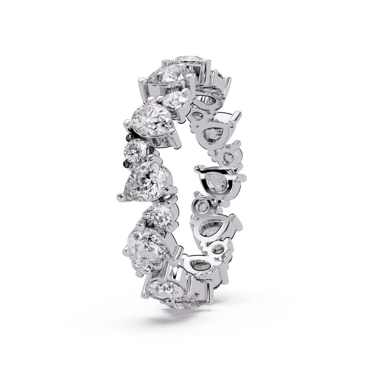 2.00 Ct Pear & Round Lab-Grown Diamond Eternity Ring - 925 Sterling Silver