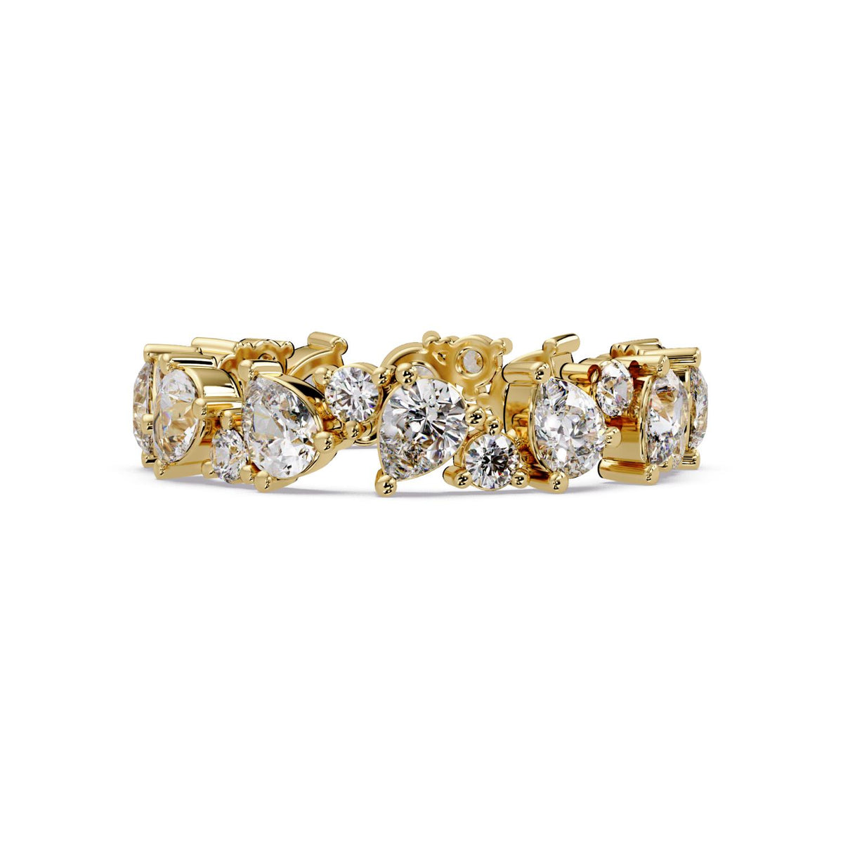 2.00 Ct Pear & Round Lab-Grown Diamond Eternity Ring - 925 Sterling Silver