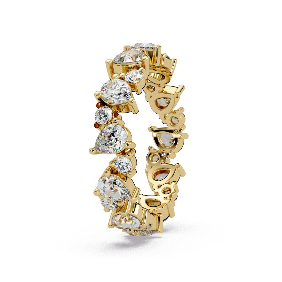 2.00 Ct Pear & Round Lab-Grown Diamond Eternity Ring - 925 Sterling Silver