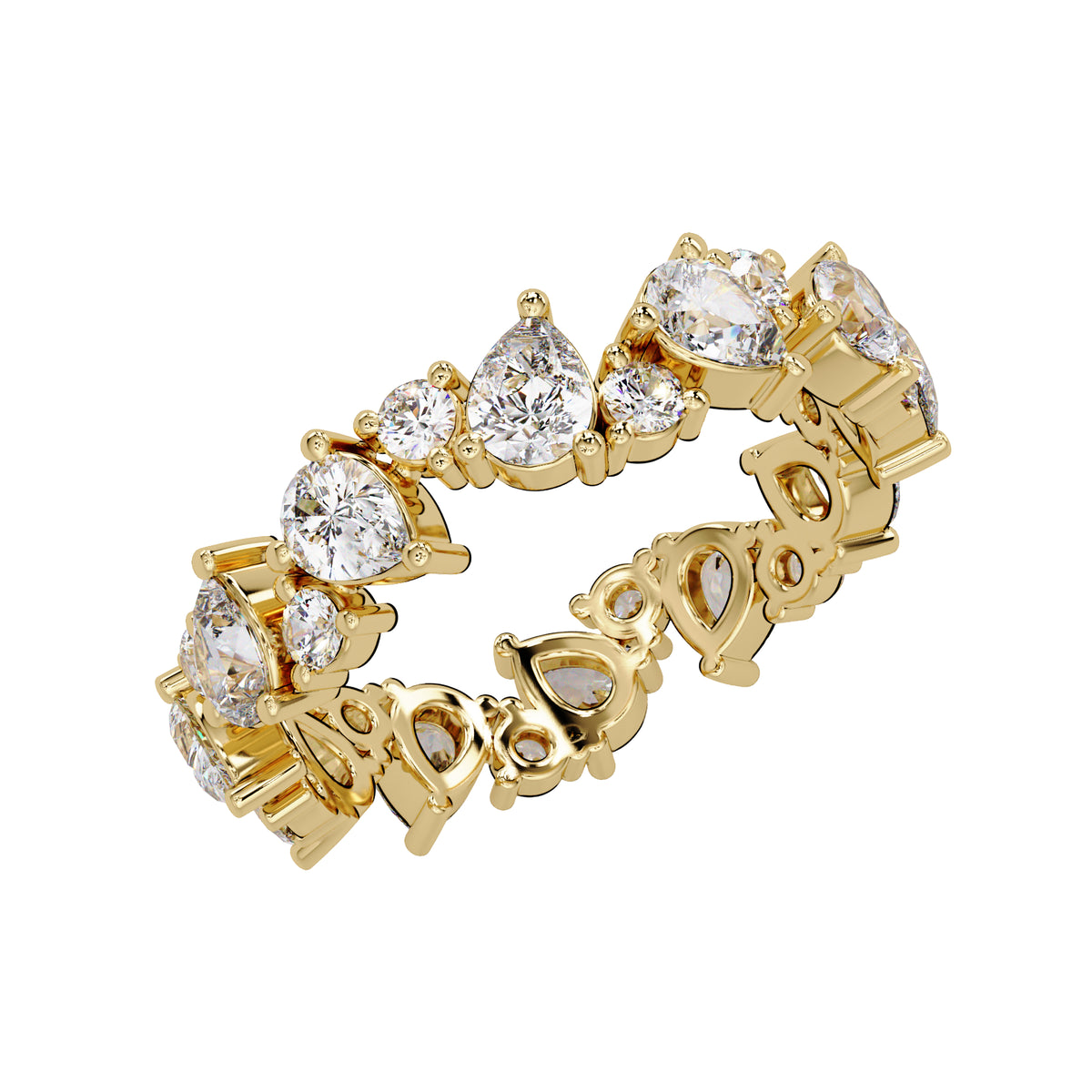 2.00 Ct Pear & Round Lab-Grown Diamond Eternity Ring - 925 Sterling Silver