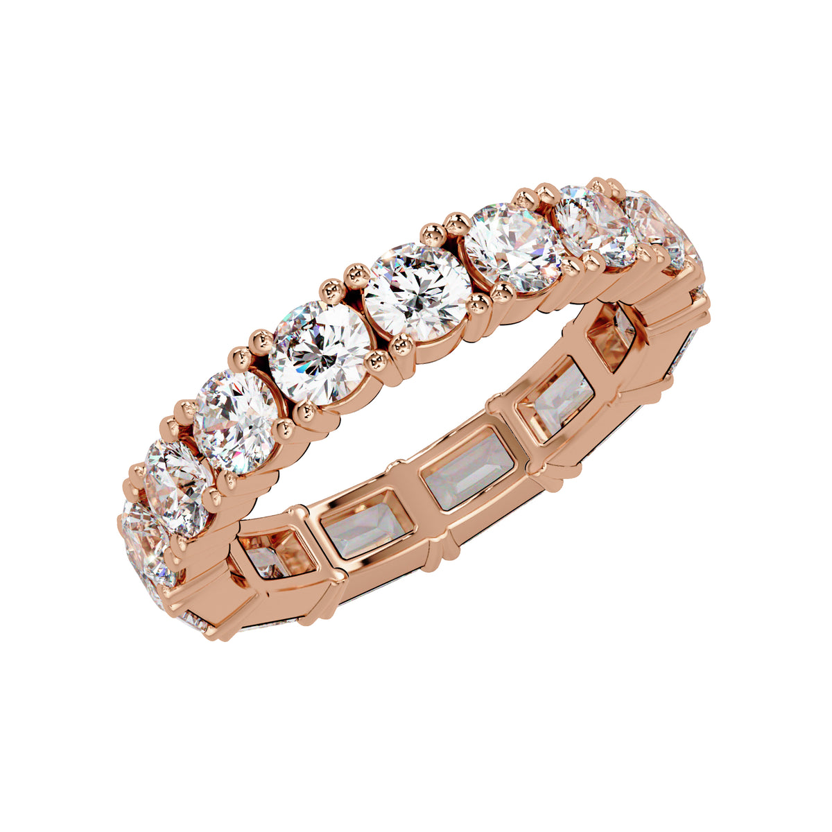 3.30 Ct Octagon & Round Lab-Grown Diamond Eternity Ring - 925 Sterling Silver
