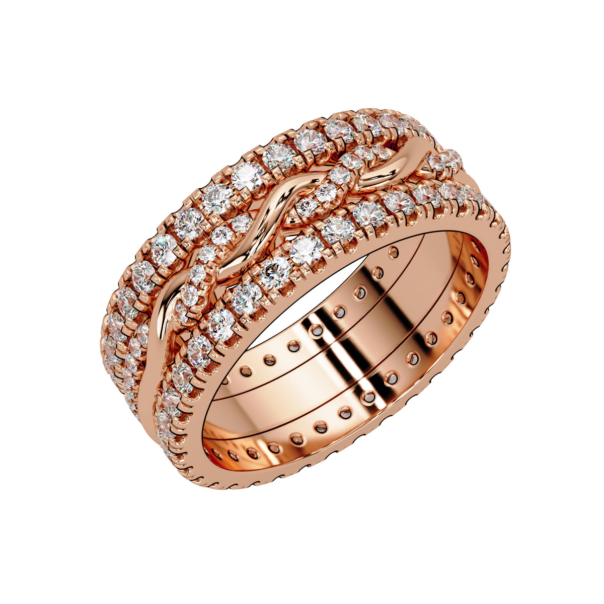 1.20 Ct Round Lab-Grown Diamond Multi-Row Band Ring - 925 Sterling Silver