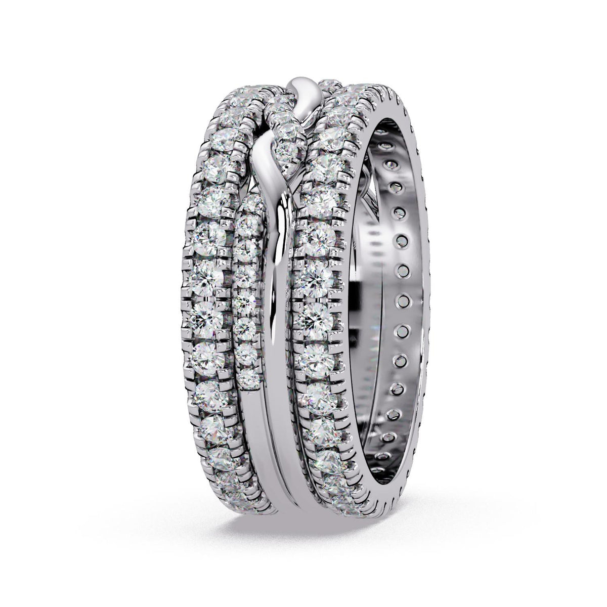 1.20 Ct Round Lab-Grown Diamond Multi-Row Band Ring - 925 Sterling Silver
