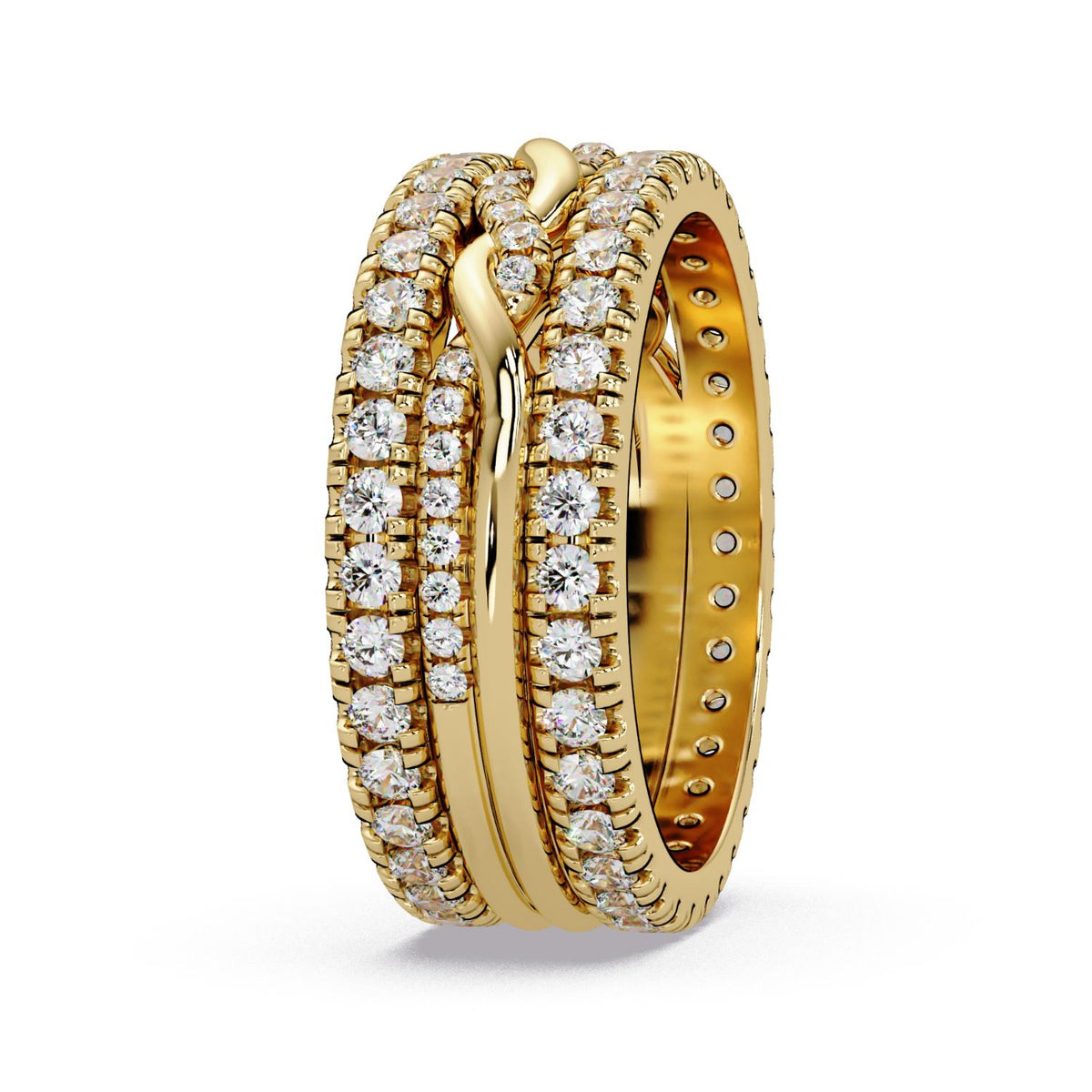 1.20 Ct Round Lab-Grown Diamond Multi-Row Band Ring - 925 Sterling Silver