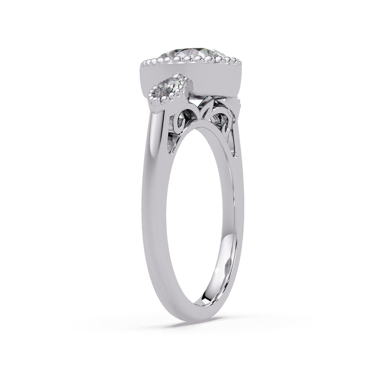 1.60 Ct Pear & Marquise Lab-Grown Diamond Halo Ring - 925 Sterling Silver
