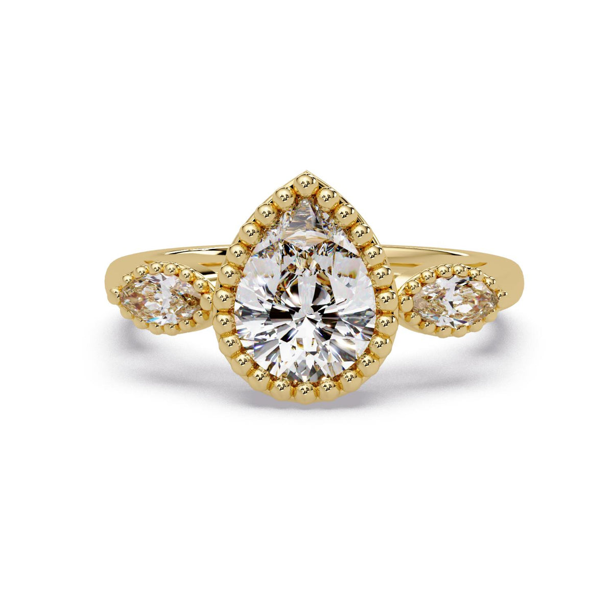 1.60 Ct Pear & Marquise Lab-Grown Diamond Halo Ring - 925 Sterling Silver