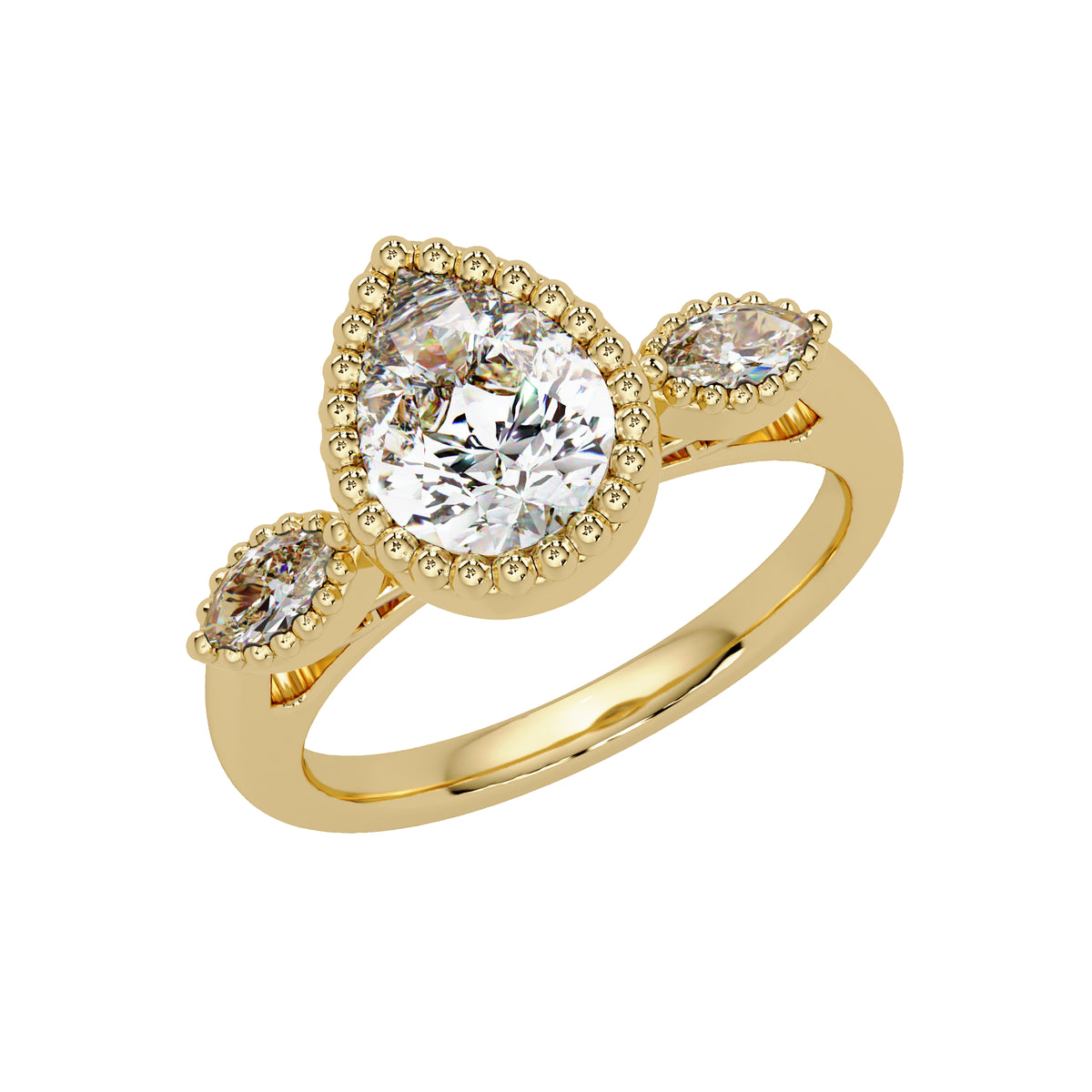 1.60 Ct Pear & Marquise Lab-Grown Diamond Halo Ring - 925 Sterling Silver