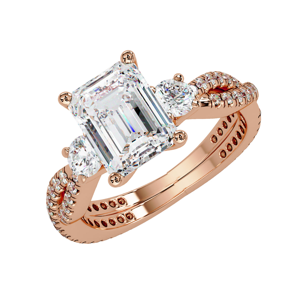 2.85 Ct Octagon & Round Lab-Grown Diamond Halo Ring - 925 Sterling Silver