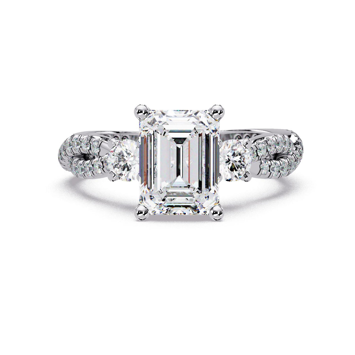 2.85 Ct Octagon & Round Lab-Grown Diamond Halo Ring - 925 Sterling Silver