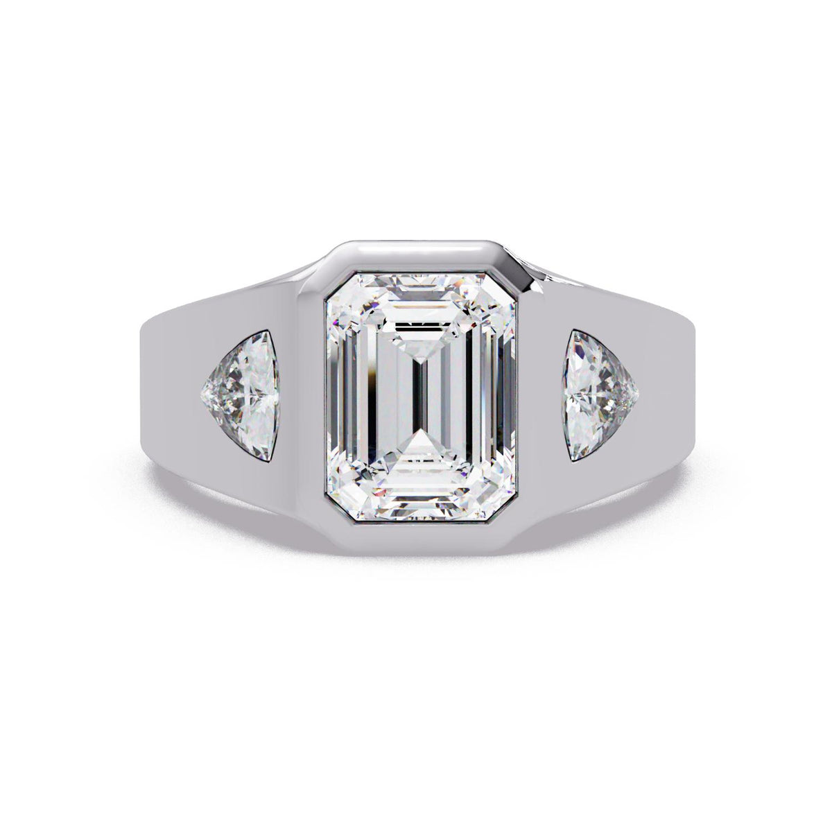 2.70 Ct Octagon & Trillion Lab-Grown Diamond Ring - 925 Sterling Silver