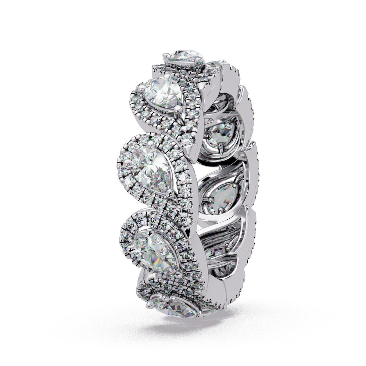 2.37 Ct Pear & Round Lab-Grown Diamond Multi-Stone Ring - 925 Sterling Silver