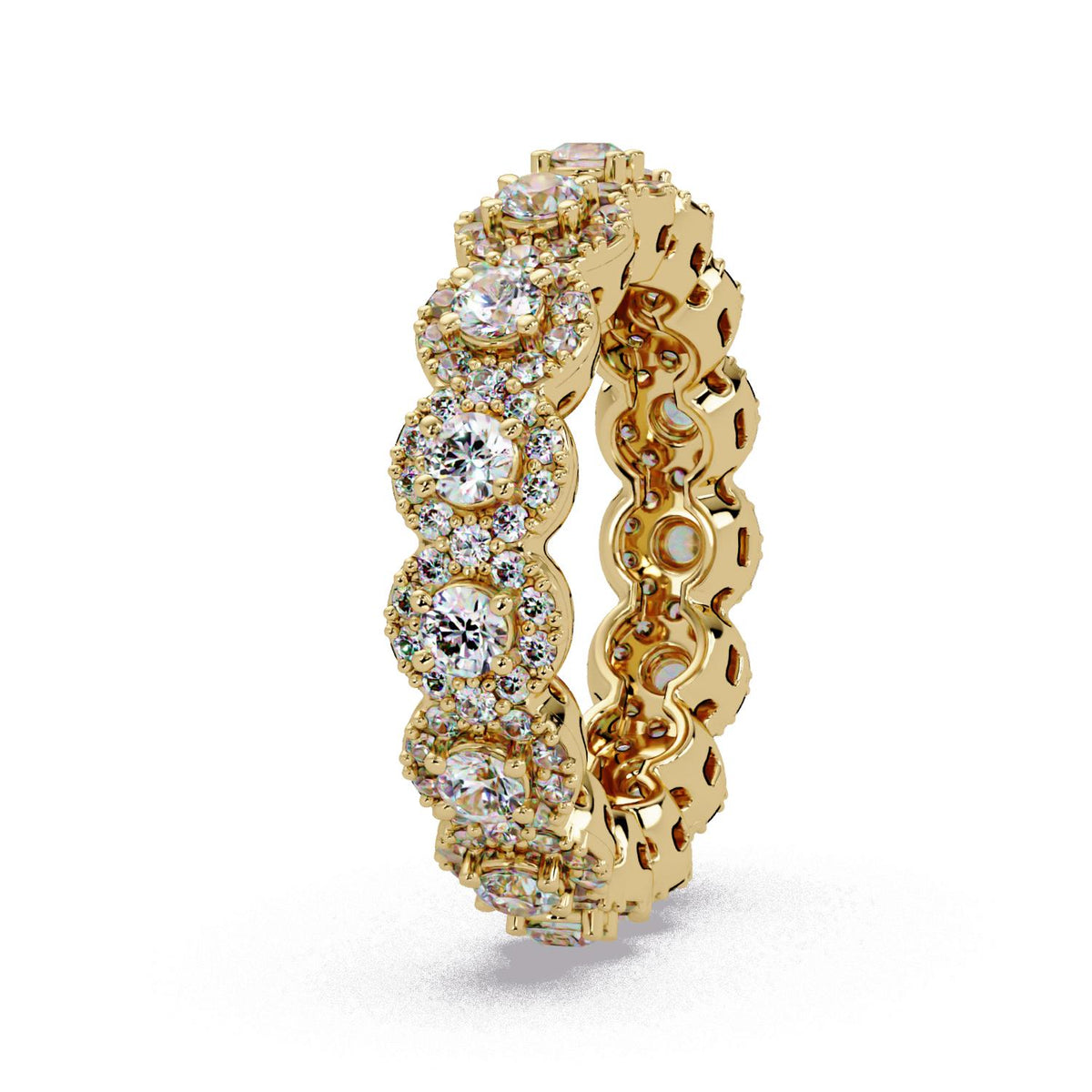 2.20 Ct Round Lab-Grown Diamond Halo Eternity Ring - 925 Sterling Silver