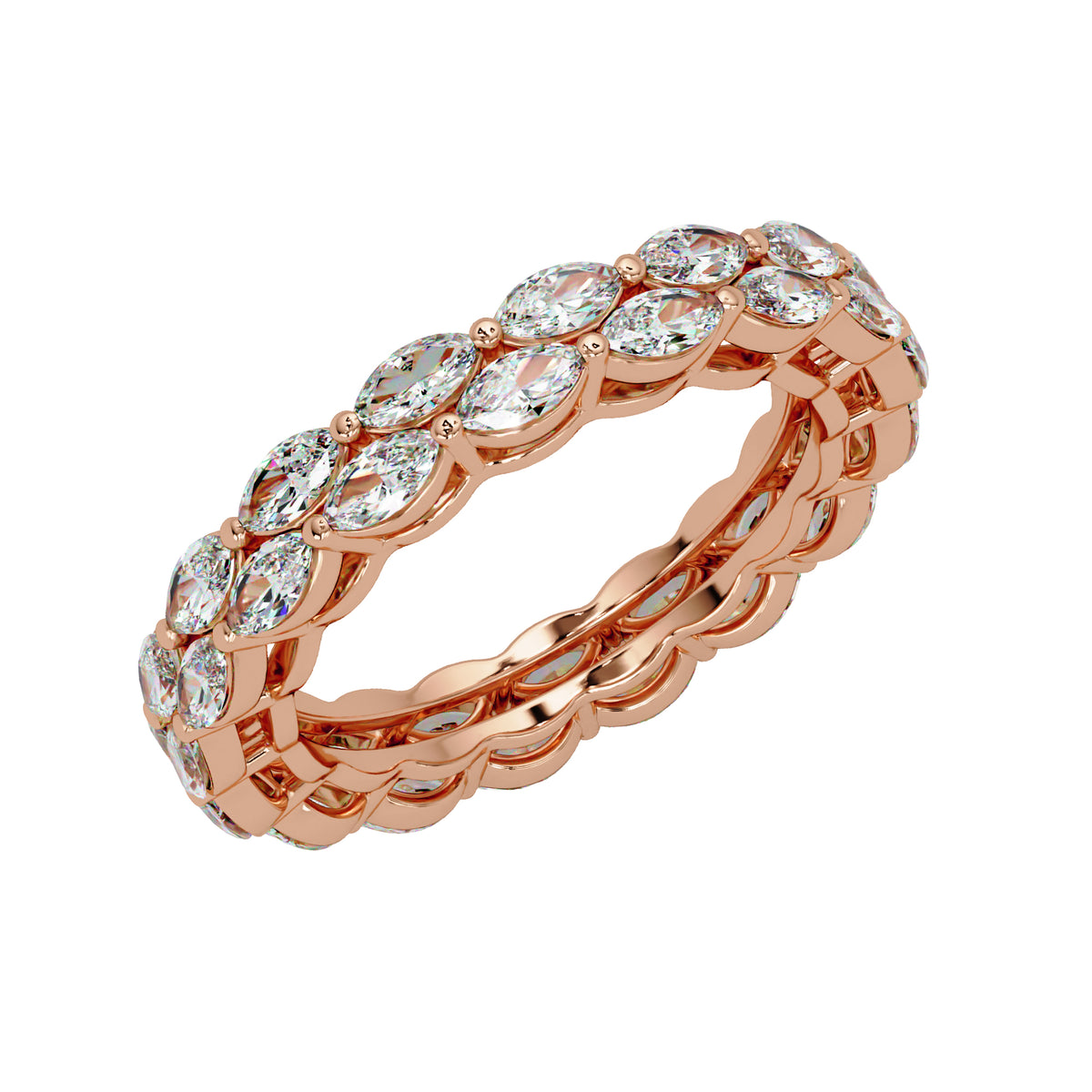 1.80 Ct Marquise Lab-Grown Diamond Double-Row Eternity Ring - 925 Sterling Silver
