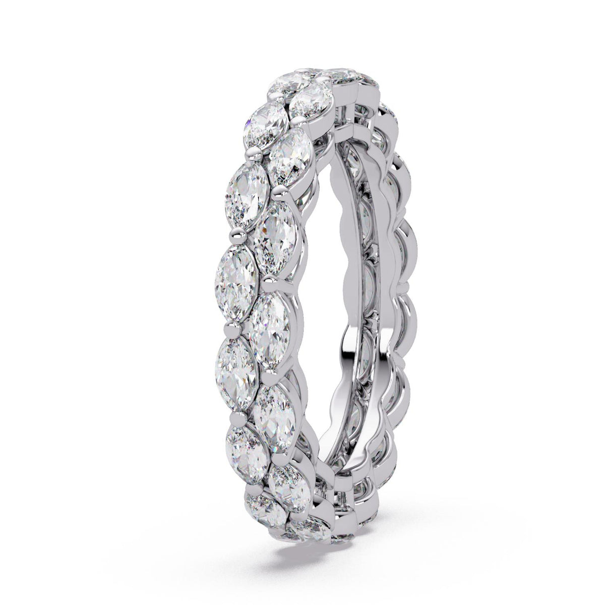 1.80 Ct Marquise Lab-Grown Diamond Double-Row Eternity Ring - 925 Sterling Silver