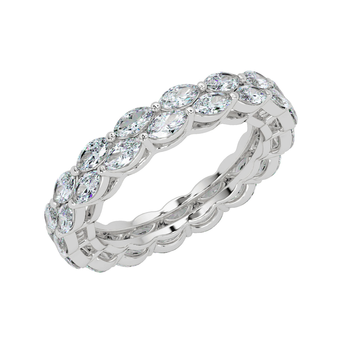 1.80 Ct Marquise Lab-Grown Diamond Double-Row Eternity Ring - 925 Sterling Silver