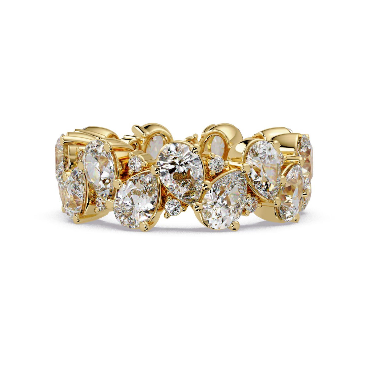 7.00 Ct Pear & Round Lab-Grown Diamond Eternity Ring - 925 Sterling Silver