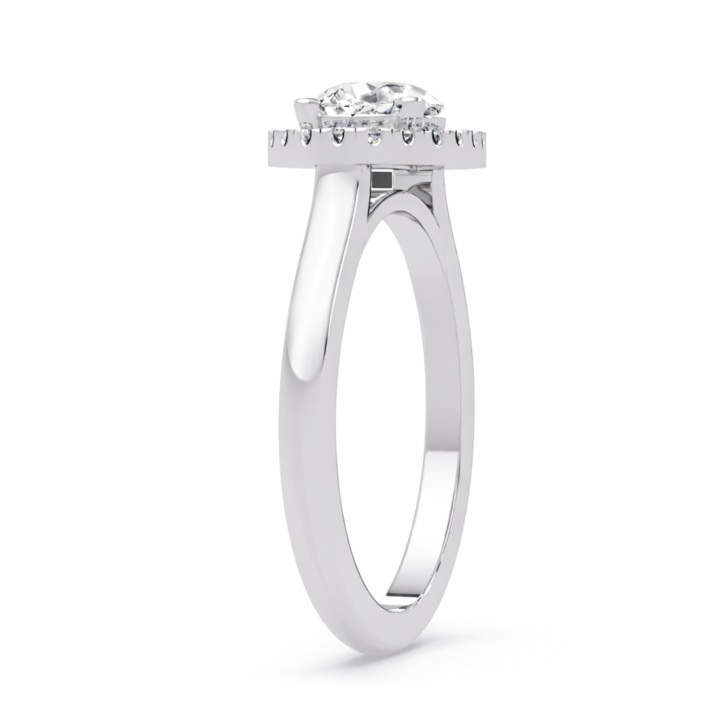 1.10 Ct Pear Lab-Grown Diamond East-West Halo Engagement Ring - 925 Sterling Silver