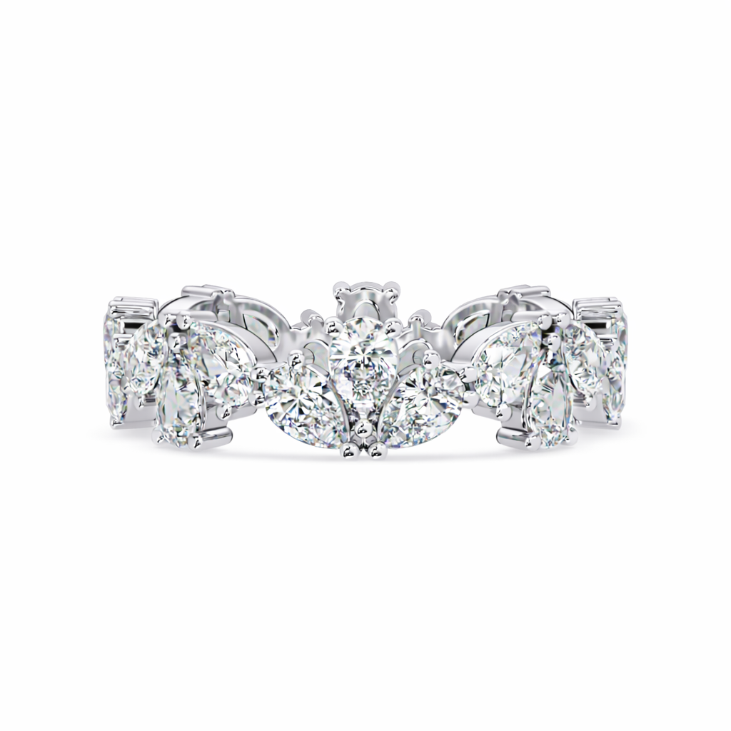 2.40 Ct Pear Lab-Grown Diamond Cluster Eternity Ring - 925 Sterling Silver