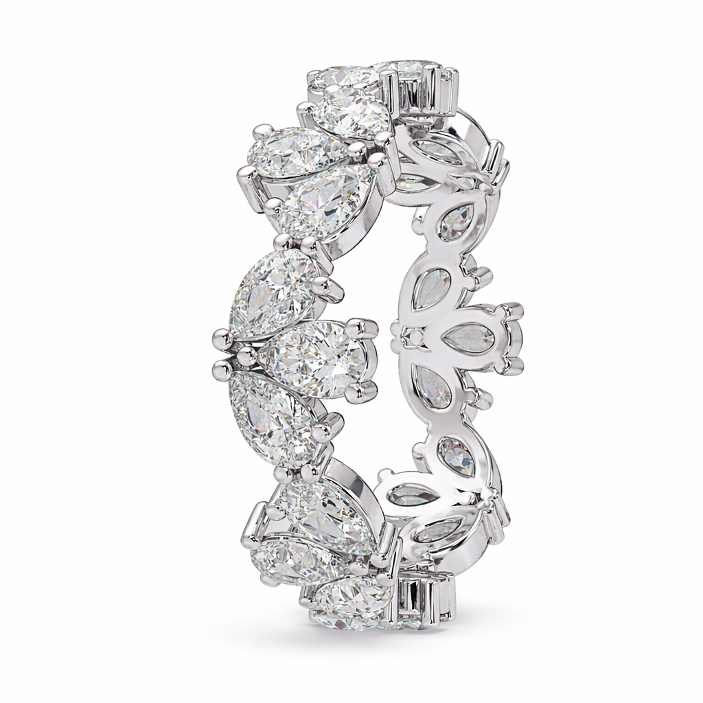 2.40 Ct Pear Lab-Grown Diamond Cluster Eternity Ring - 925 Sterling Silver