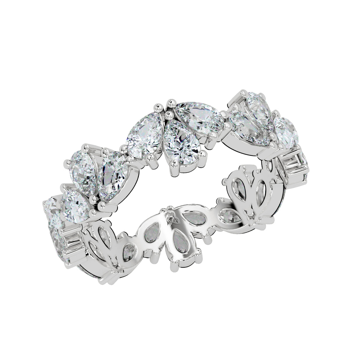 2.40 Ct Pear Lab-Grown Diamond Cluster Eternity Ring - 925 Sterling Silver